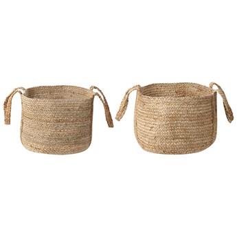 Beliani Zestaw 2 koszy tekstylnych naturalny juta 38 cm styl boho przechowywanie pojemniki