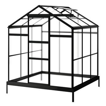 SELSEY Szklarnia ogrodowa aluminiowa poliwęglanowa 3,4 m2 trzysekcyjna z fundamentem 184x185 cm czarna
