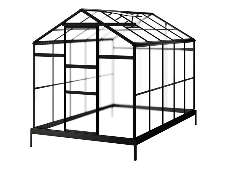 SELSEY Szklarnia ogrodowa aluminiowa poliwęglanowa 5,6 m2 pięciosekcyjna z fundamentem 184x305 cm czarna