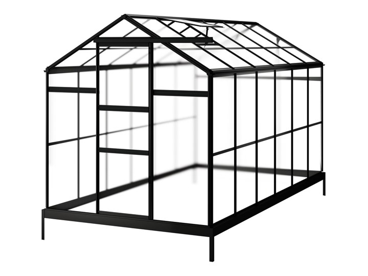 SELSEY Szklarnia ogrodowa aluminiowa poliwęglanowa 6,72 m2 sześciosekcyjna z fundamentem 184x365 cm czarna