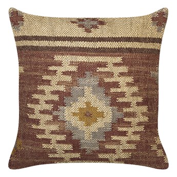 Beliani Poduszka dekoracyjna wielokolorowa juta bawełna 45 x 45 cm geometryczny wzór ręcznie wykonana zdejmowana poszewka wypełnienie