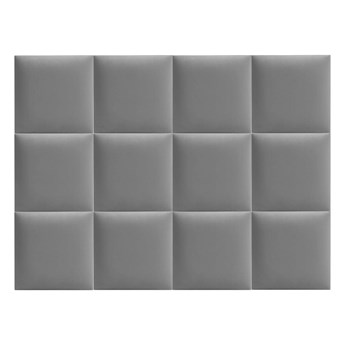 Zestaw 12x Panele Tapicerowane 30x30 cm Wezgłowie Gładkie Kwadrat Szary