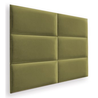 Zestaw 6x Panele Tapicerowane 60x30 cm Wezgłowie Gładkie Oliwkowy