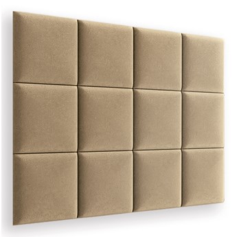 Zestaw 12x Panele Tapicerowane 30x30 cm Wezgłowie Gładkie Kwadrat Beżowy