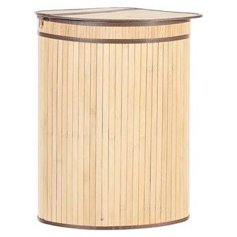Beliani Kosz bambusowy jasne drewno bambusowy narożny pojemnik na pranie z pokrywką na zamek wyjmowana torba