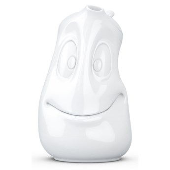 58Products - Porcelanowy dzbanek do herbaty "Dobry nastrój" - pojemność 1.2 l, biały