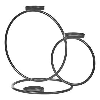 Beliani Świecznik okrągły czarny metalowy kształ obręczy styl glamour minimalistyczny