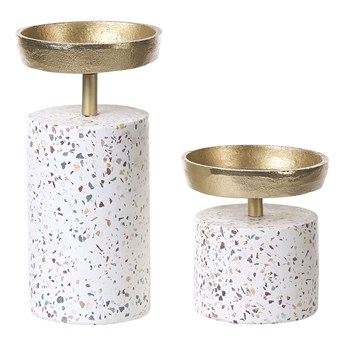 Beliani Świecznik złoty lastryko aluminiowa podstawka nowoczesna dekoracja stołu komody ozdoba styl glamour