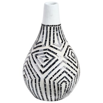 Beliani Wazon dekoracyjny czarno-biały z terakoty ręcznie robiona ceramika ozdobna na suszone kwiaty