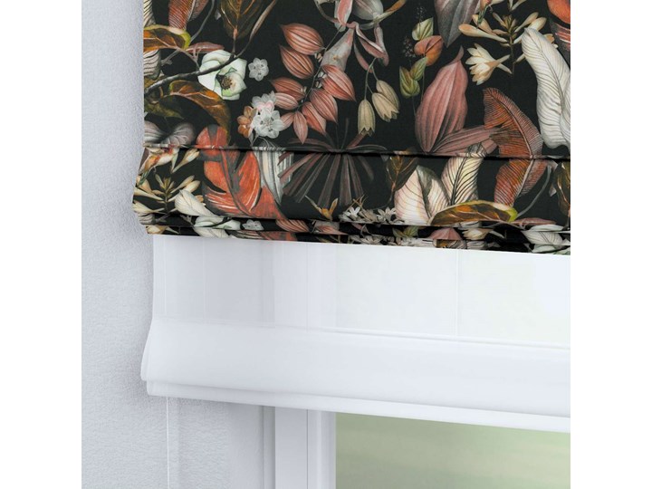 Roleta rzymska Duo, kolorowe kwiaty na czarnym tle, szer.130 x dł.170 cm, Abigail Roleta woalowa Typ Roleta transparentna