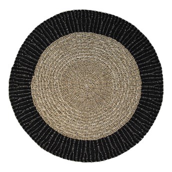 Czarno-naturalny okrągły dywan z trawy morskiej ø 150 cm Malibu – HSM collection