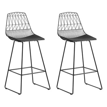Beliani Zestaw 2 hokerów barowych czarny komplet krzeseł stołków kuchennych z podnóżkiem industrialny glamour