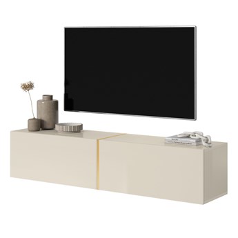SELSEY Szafka RTV Bisira 140 cm beżowa ze złotą wstawką