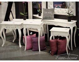 KOMÓDKA M-46 A 105x35x80 BIAŁA PRZECIERANA Głębokość 35 cm Wysokość 80 cm Drewno Szerokość 105 cm Z szufladą Rodzaj nóg Nogi gięte i profilowane