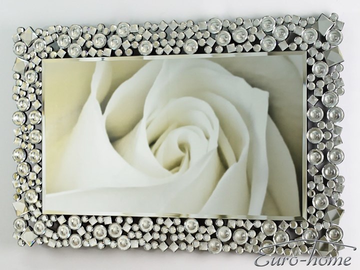Lustro z kryształkami w stylu glamour 60 x 90 cm 13tm171PM Ścienne Lustro z ramą Prostokątne Styl Klasyczny