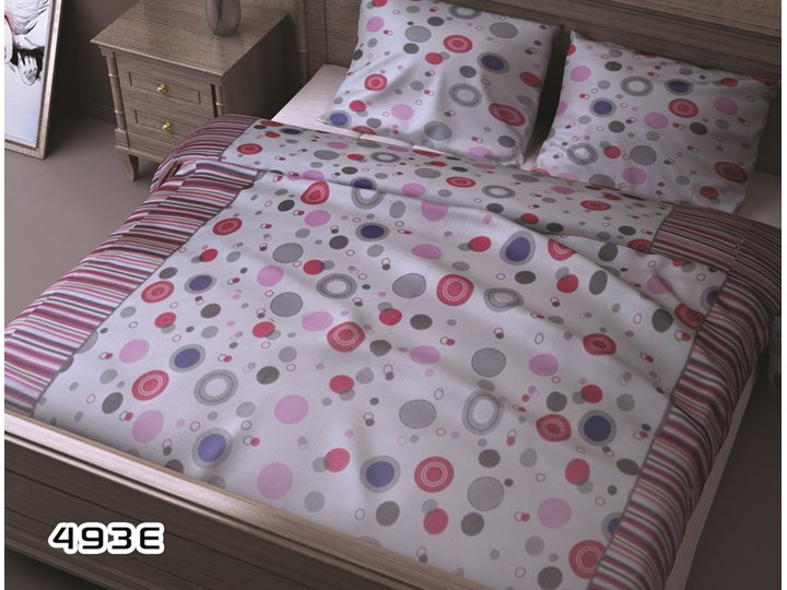 Pościel Z Kory 200x220 Wzór 493e Kółka Czerwono Różowo Czarno Szare