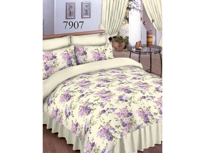 Pościel Z Kory 200x220 Wzór 641n 438e Peonie Fioletowe Nowość