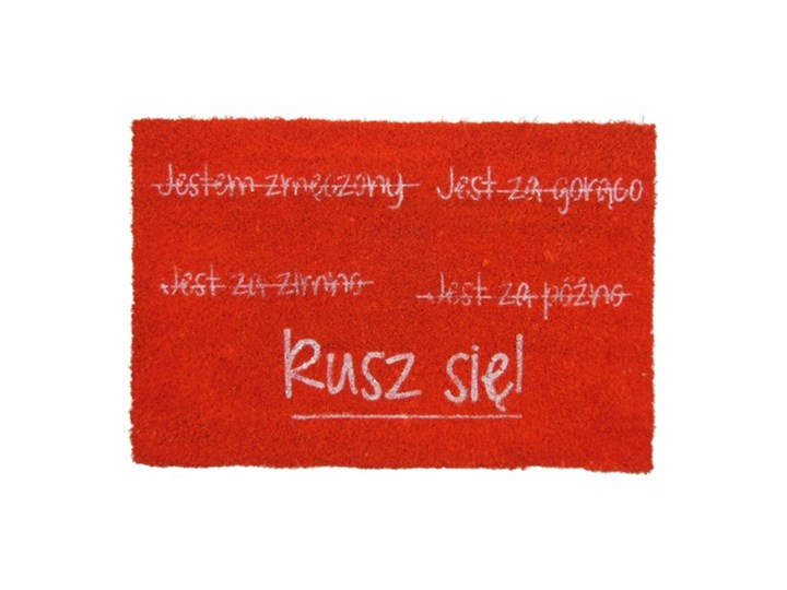 Wycieraczka z napisem RUSZ SIĘ Kategoria Wycieraczki Włókno kokosowe Guma Kolor Czerwony