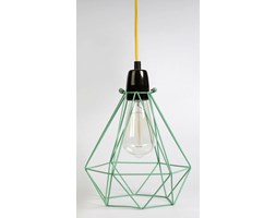 DIAMOND 1 - Lampa wisząca Miętowy kabel Żółty Śr.18cm Lampa inspirowana ceramika tkanina Styl vintage Ilość źródeł światła 1 źródło