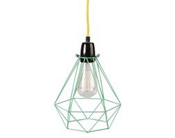 DIAMOND 1 - Lampa wisząca Miętowy kabel Żółty Śr.18cm Lampa inspirowana ceramika tkanina Styl vintage Ilość źródeł światła 1 źródło
