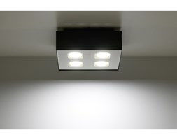 Efektowny Designerski Plafon Kwadrat Mono 4 Czarny LED Ilość źródeł światła 4 źródła Metal Styl klasyczny