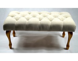 Ławeczka Pufka Pikowana Krem Avila1 Stare Złoto Styl Shabby Chic Vintage Glamour 80cm - Kremowy Avila 1 Materiał obicia Tkanina Materiał nóżek Drewno