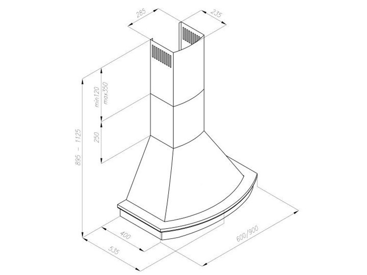 Okap VDB Royal V 60 Biały Niebarwiony Szerokość 60 cm Kategoria Okapy