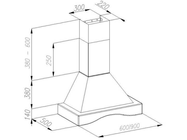 Okap VDB Classic A 60 Biały Niebarwiony Okap kominowy Szerokość 60 cm Kategoria Okapy