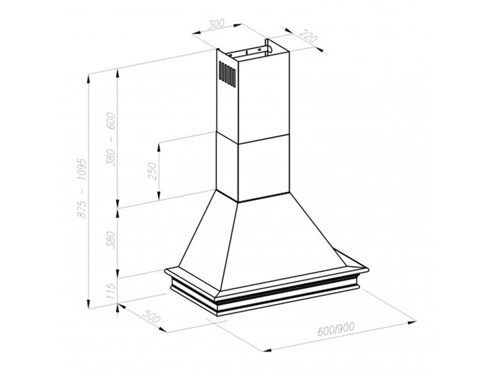 Okap VDB Classic L 90 Krem Niebarwiony Okap kominowy Szerokość 90 cm Kategoria Okapy