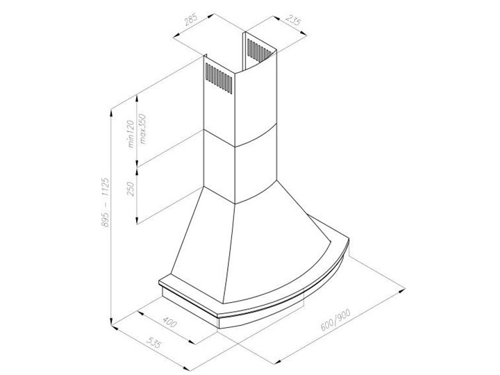 Okap VDB Royal V 60 Krem Niebarwiony Szerokość 60 cm Kolor Biały Okap kominowy Sterowanie Mechaniczne