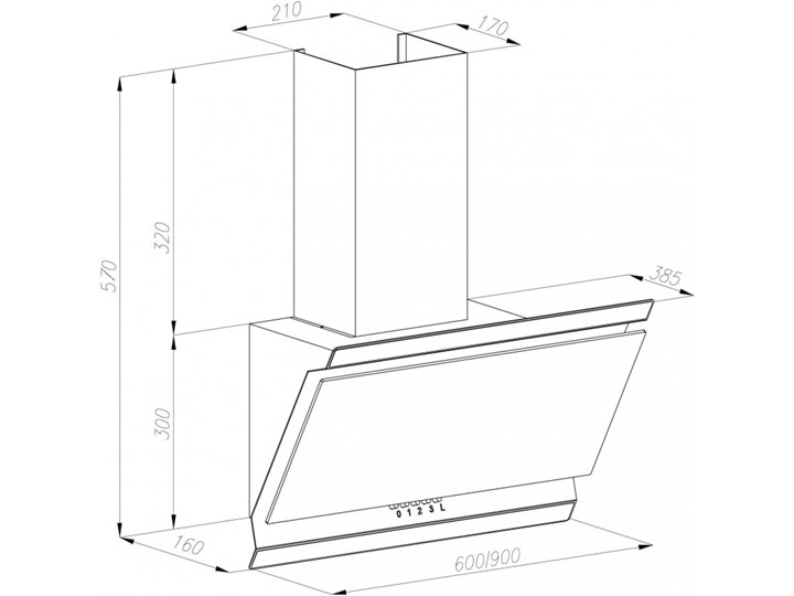 Okap VDB Deco Czarny 90 Czarny Okap przyścienny Okap kominowy Szerokość 90 cm Sterowanie Mechaniczne Poziom hałasu 60 dB