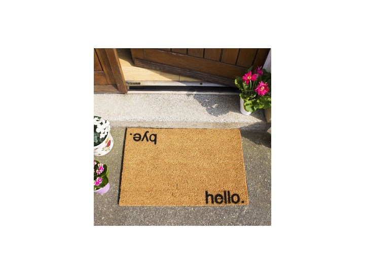 Wycieraczka z naturalnego kokosowego włókna Artsy Doormats Hello, Bye, 40x60 cm Włókno kokosowe Kolor Brązowy