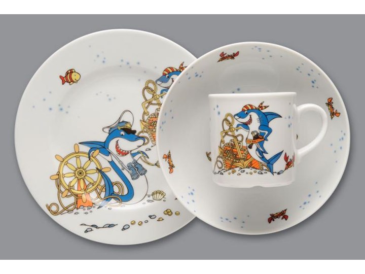Wyprzedaż Zestaw Obiadowy Dla Dzieci Lubiana Rekiny Porcelana 3
