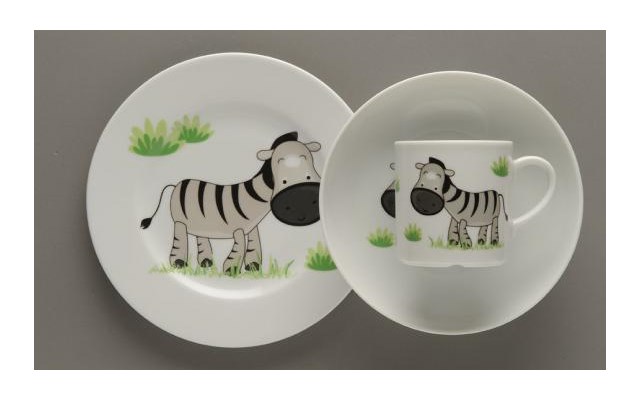 Zestaw Obiadowy Dla Dzieci Lubiana Zebra Porcelana 3 Elementy