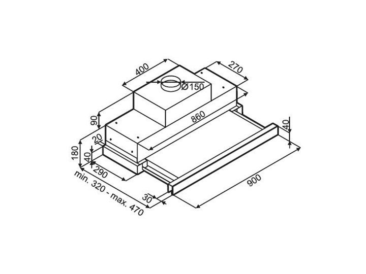 Okap VDB Vector PRO 90 Czarny Okap teleskopowy Szerokość 90 cm Sterowanie Elektroniczne
