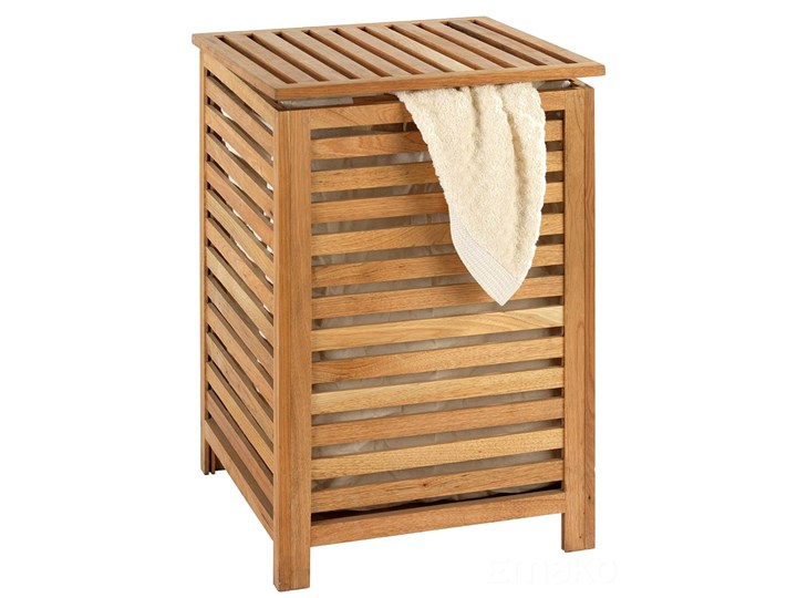 Kosz na pranie NORWAY - schowek na ręczniki, WENKO Kategoria Drewno Tkanina Kolor Beżowy