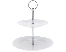 Porcelanowa patera na ciasta, torty, owoce - 2-poziomy
