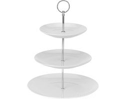 Okrągła patera na ciasta, torty, owoce - 3-poziomy, ceramiczna