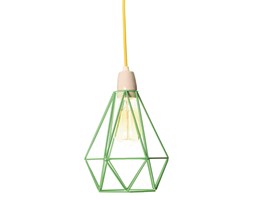 DIAMOND 1 - Lampa wisząca Miętowy kabel Żółty Śr.18cm Lampa inspirowana ceramika tkanina Styl vintage Ilość źródeł światła 1 źródło
