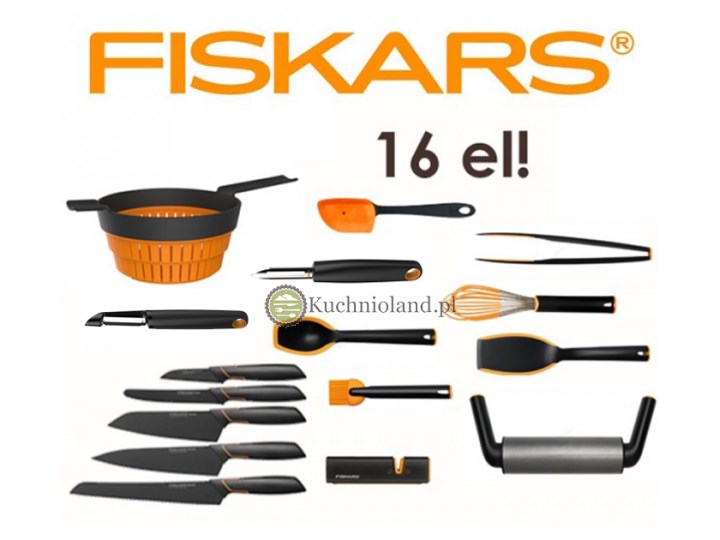Zestaw Przybory Akcesoria Kuchenne Noże Fiskars Edge 16 Elementów