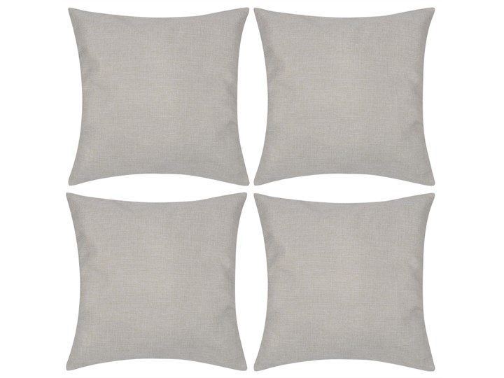 vidaXL 4 Beżowe poszewki na poduszki o lnianym wyglądzie 80 x 80 cm 80x80 cm Len Kwadratowe Poszewka dekoracyjna Styl Nowoczesny Poliester Kolor Beżowy