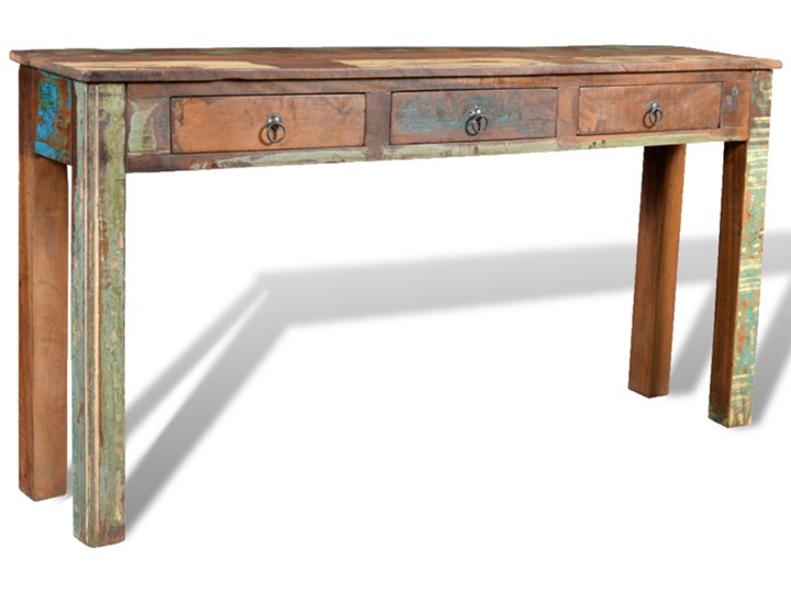 vidaXL Stolik typu konsola z 3 szufladami, drewno odzyskane Z szufladą Stojąca Szerokość 150 cm Głębokość 30 cm Wysokość 75 cm Styl Vintage