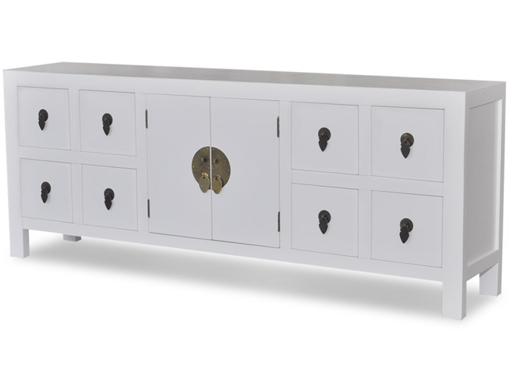 vidaXL Drewniana komoda azjatycka z 8 szufladami i 2 drzwiami Głębokość 24 cm Z szafkami Drewno Płyta MDF Sosna Kategoria Komody