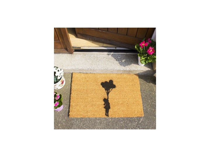 Wycieraczka z naturalnego włókna kokosowego Artsy Doormats Flying Balloon Girl, 40x60 cm Włókno kokosowe Kategoria Wycieraczki