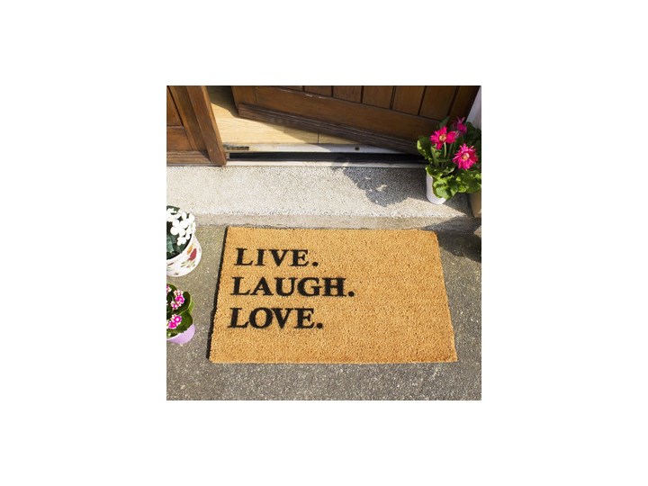 Wycieraczka z naturalnego kokosowego włókna Artsy Doormats Live Laugh Love, 40x60 cm Włókno kokosowe Kategoria Wycieraczki Kolor Brązowy