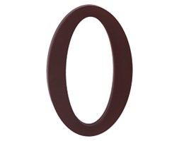 Plastikowa cyfra na dom "0", brązowa