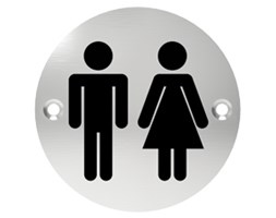 Oznaczenie informacyjne na drzwi, piktogram WC - TOALETA, przykręcane, stal nierdzewna