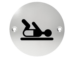 Oznaczenie informacyjne na drzwi, piktogram PRZEWIJALNIA, przykręcane, stal nierdzewna