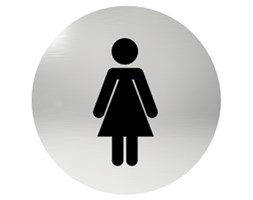 Oznaczenie informacyjne na drzwi, piktogram TOALETA DAMSKA, przyklejane, stal nierdzewna