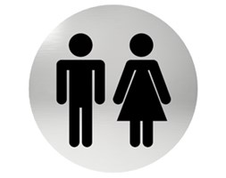 Oznaczenie informacyjne na drzwi, piktogram WC - TOALETA, przyklejane, stal nierdzewna